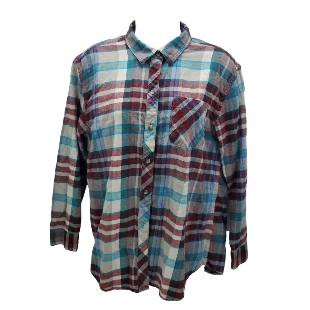 Eddie Bauer Boyfriend Fit Plaid Long Sleeve Button Down Shirt Women's Medium